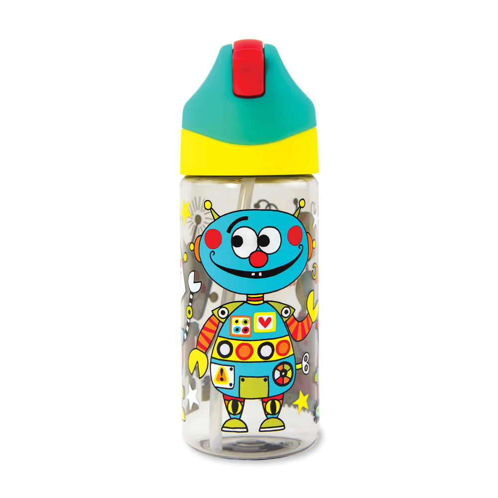 rachel ellen robot water bottle with straw
