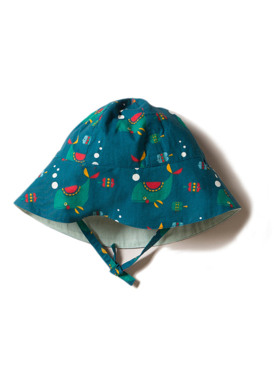 Little Green Radicals Reversible Sunhat in Whale of a Time print