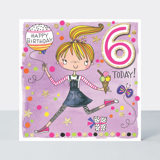 age 6 ice cream girl card