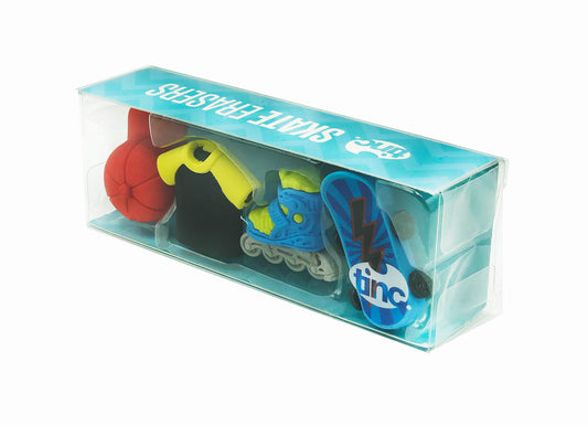 Tinc set of 4 erasers in skate themed shapes