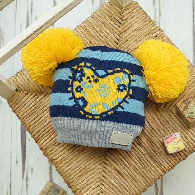 Blade & Rose Floral Blue & Yellow Heart Bobble Hat
